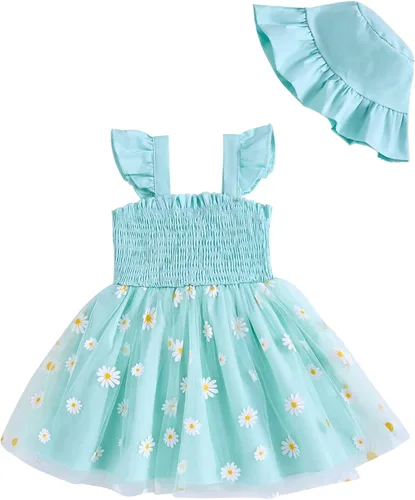 Vista 21 de Vestido para bebé recién nacida niña pequeña Vestido para niña pequeña de cuello halter sin mangas con flores Vestido de verano para niña de espalda