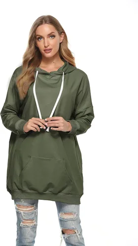 Vista 2 de Famulily Sudadera con capucha extra larga para mujer con bolsillos