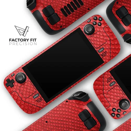 Vista 5 de Design Skinz - Compatible con Steam Deck - Calcomanía protectora de vinilo extraíble resistente a los arañazos - Patrón de piel de serpiente roja V3