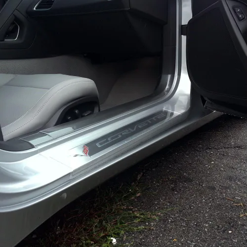 Vista 4 de Corvette - Protectores transparentes para umbral de puerta: C7 Stingray, Z51, Z06 (transparente)