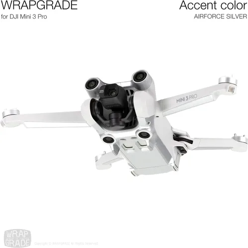 Vista 3 de WRAPGRADE Adhesivos para la piel compatibles con DJI Mini 3 Pro Color de acento (Airforce Silver)