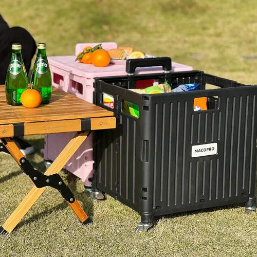 Vista 9 de MACOPRO Carrito Utilitario Plegable Portátil Carro Rodante Caja Carrito de Mano Carrito de Compras Trolley Caja de Herramientas Plegable, con Tapa