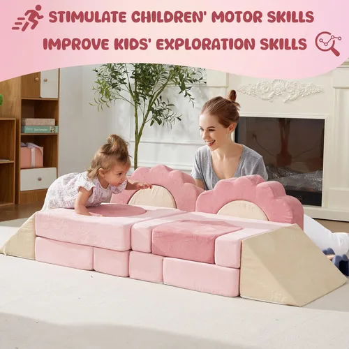 Vista 8 de Juguetes de espuma para trepar para niños pequeños, juego de actividades de escalada y gateo de 13 piezas, bloques de escalada suaves para niños