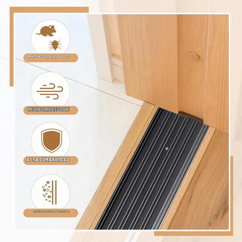 Vista 5 de Tandefio 2 unids 6" X 1/4" X 72" aluminio umbral de sillín de puerta, negro