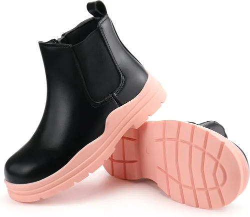 Vista 6 de brooman Botas Chelsea para niños y niñas, botines con cremallera