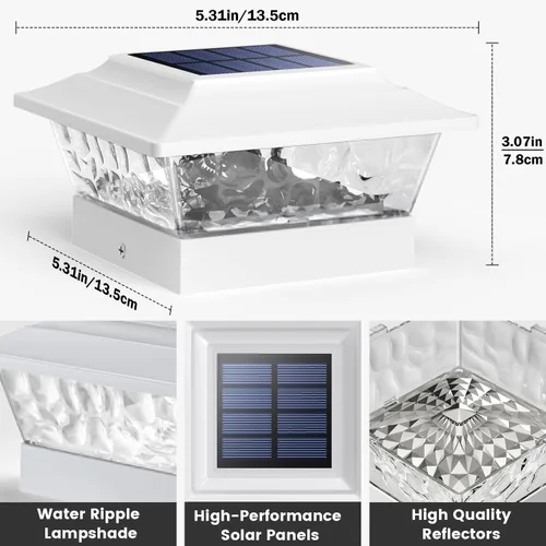 Vista 4 de SIEDiNLAR - Luces solares para poste para exteriores, 4 modos, paquete de 6 Blanco