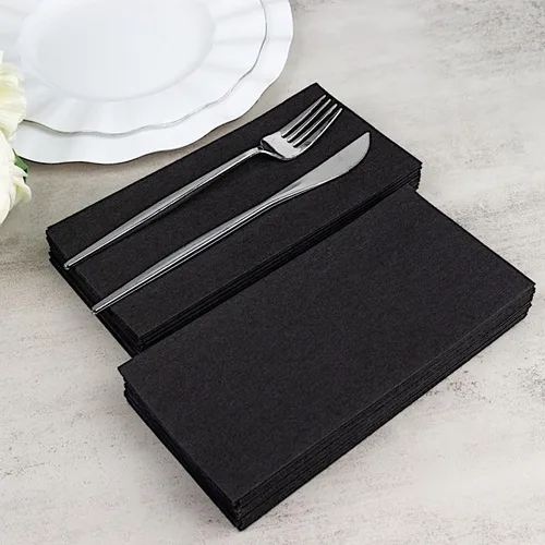 Vista 7 de 20 servilletas rectangulares negras de papel Airlaid desechables de 17 x 12 pulgadas, para fiestas, eventos, recepción, decoración del hogar