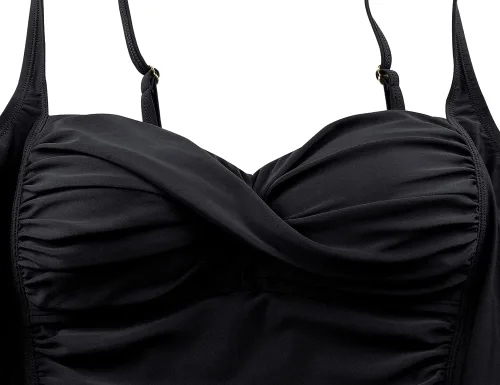 Vista 5 de Hilor Women's Ruched Front Twist Tankini Tops Tummy Control Swimsuits Bathing Suits Retro Swim Tops