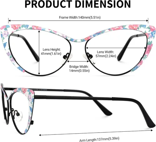Vista 3 de Zeelool Ellen VFM0176 - Lentes de bloqueo de luz azul de gran tamaño con ojo de gato