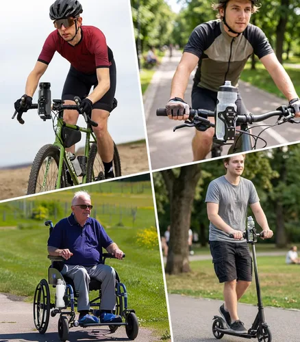 Vista 8 de MoKo Soporte para botella de agua para bicicleta, jaula ajustable para botella de agua de 1.9-3.6 pulgadas de diámetro, para manillar y marco, Negro