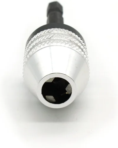 Vista 2 de TMAX Adaptador de mandril sin llave de plata vástago hexagonal de 1/4 pulgadas a broca convencional o microtamaño 1/32 pulgadas a 1/4 pulgadas