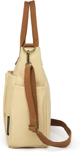 Vista 5 de Bolso bandolera de lona con cremallera - Bolso bandolera Hobo para mujer