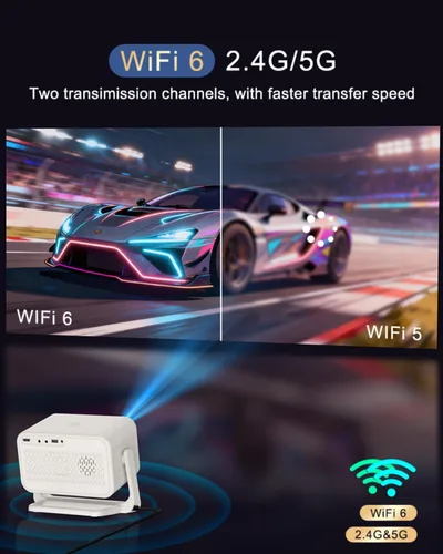 Vista 5 de [1800 Lúmenes ANSI/Enfoque Automático] Proyector Bluetooth WiFi 5G Actualización 2025, Compatible con 4K Native 1080P Full HD Smart Proyector