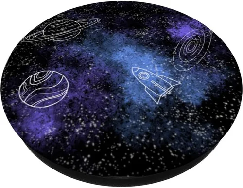 Vista 2 de PopSockets estándar con temática de cohetes de Galaxy Planet