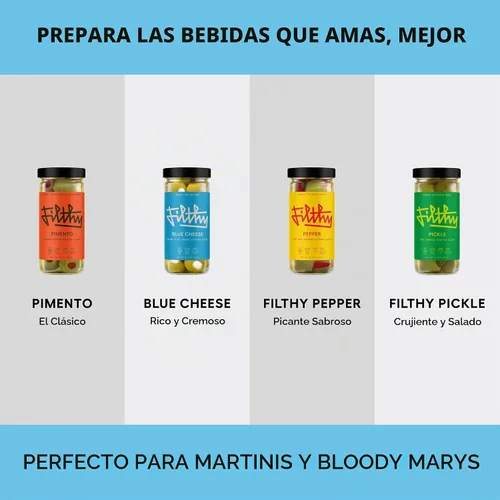 Vista 7 de Aceitunas rellenas de queso azul sucio, guarnición de cóctel de alta calidad, tarro de 8.5 onzas