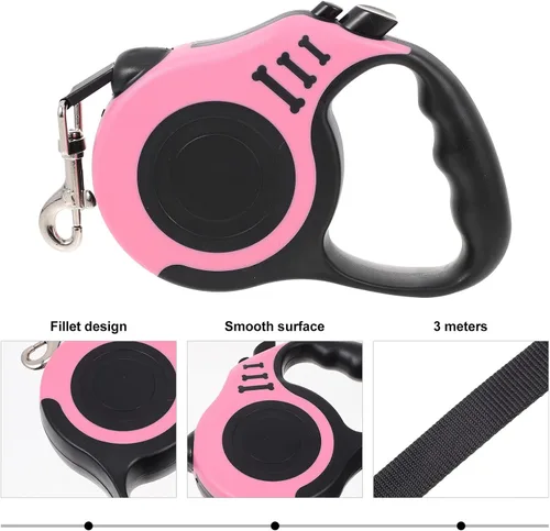 Vista 2 de POPETPOP Correa retráctil para perro, material de abdominales, portátil, accesorio para cachorros, mango cómodo, correa para caminar al aire libre