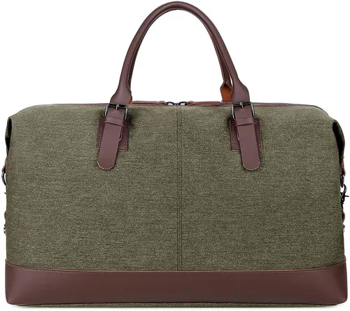 Vista 2 de Wohlbege Bolso de viaje de gran capacidad para hombre, bolso cruzado de fin de semana, bolso de mensajero de hombro para hombre, bolso de lona