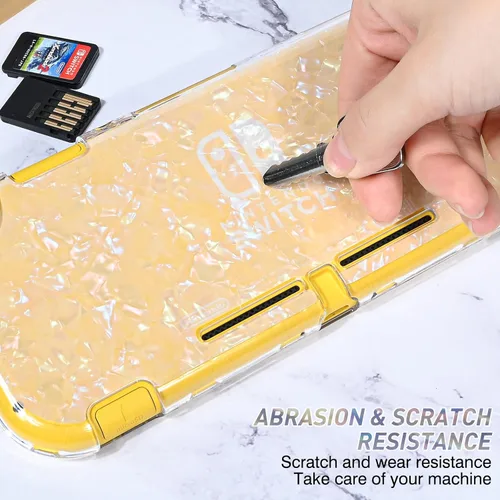 Vista 6 de DLseego Clear Glitter Protective Case for Switch Lite Console 2019, Dockable Sparkle Crystal Bling Soft & Flexible TPU and Hard PC Shockproof with