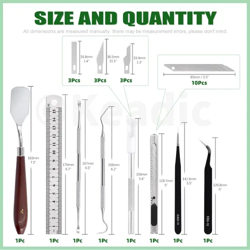 Vista 3 de Keadic 31 herramientas de modelo profesional compatibles con herramienta de deshierbe de vinilo, incluye tabla de cortar de papel, cuchillo