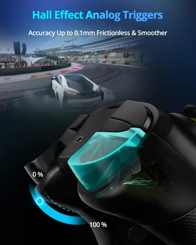 Vista 4 de Multi-Platform Wireless Controller, PC Gaming Controller with 2.4G Adpater/Hall Joysticks/Hall Triggers/1200 mAh Battery/4 Programmable Buttons/RGB