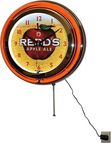 Vista 3 de Redd's Apple Ale Beer Logo Red Double Neon Publicidad Reloj Hombre Cueva Bar Decoración