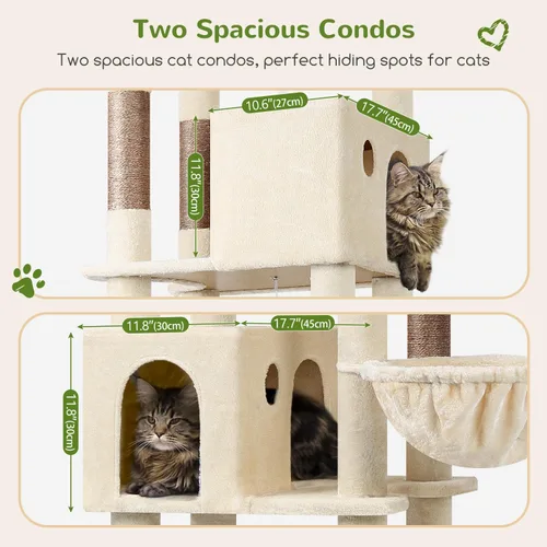 Vista 3 de Globlazer Árbol Gigante para Gatos, Árbol para Gatos de 83 Pulgadas para Gatos Grandes Adultos de Interior, Torre XXL para Gatos con 9 Postes
