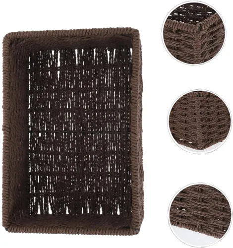 Vista 5 de STOBAZA Cesta de almacenamiento de mesa multifuncional Soporte de almacenamiento tejido decorativo para sala de estar
