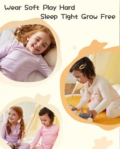 Vista 9 de babee Reshinee Baby Girls Pajamas Sets 2-8Y Toddler Kids Soft Comfy Modal Tencel Long-Sleeve Snug fit Sleepwear pjs
