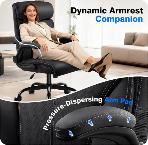 Vista 6 de AreShark Silla de oficina – Silla ejecutiva de escritorio cómoda transpirable con respaldo alto y soporte lumbar, silla ergonómica de cuero