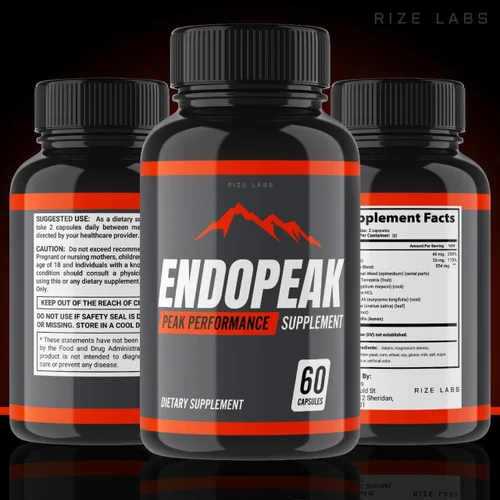 Vista 4 de rize labs - Cápsulas Endopeak Performance para hombres, máxima fuerza, suplemento vegano ultra puro sin OMG, fórmula avanzada (60 cápsulas)