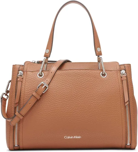 Vista 26 de Calvin Klein Bolso de organización novedoso Bubble Lamb Logotipo de almendra/gris pardo/blanco