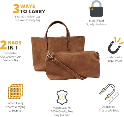 Vista 2 de Joy Susan Kelsey - Mini bolso de mano vegano para mujer, Saddle, talla única