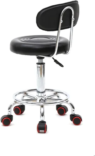Vista 4 de Taburete giratorio para salón con soporte de espalda, taburete hidráulico ajustable con respaldo para masaje de belleza peluquero tatuaje