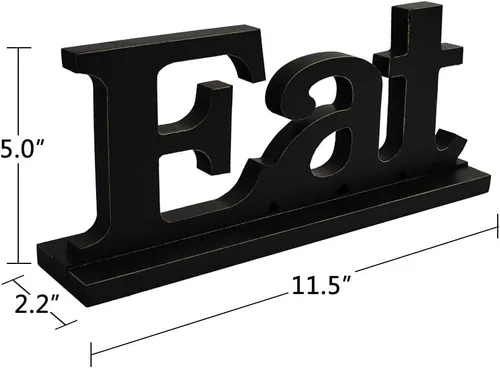 Vista 6 de Linfevisi Letrero de madera negra con letras en bloque de pie, rústico, independiente, decoración de mesa de comer, arte de palabra, decoración