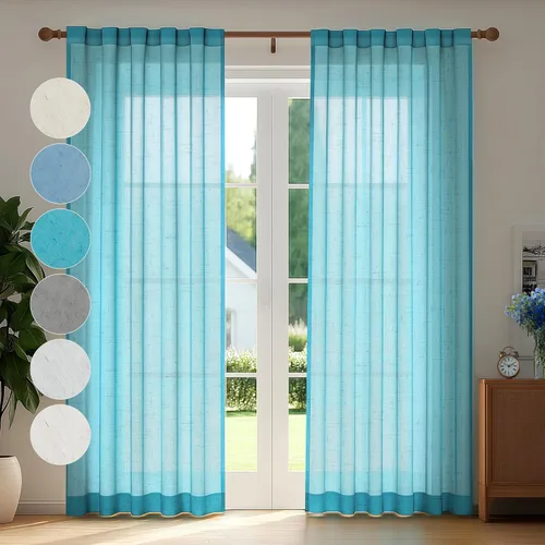 Vista 18 de Deconovo - Cortinas transparentes con filtro de luz de 84 pulgadas de largo Plata