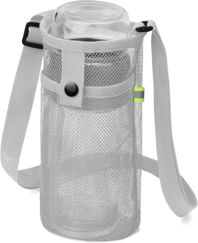 Vista 15 de Bolsa grande para botella de agua con correa, soporte de malla grande para botella de agua, correa para el hombro y bolsillo, soporte ligero