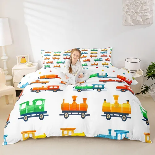 Vista 13 de Feelyou Race Car Duvet Cover Twin Size Boys Girls Speed Sports Car Bedding Set Breathable Soft Racing Comforter Cover 2Pcs Black White Checked Azure