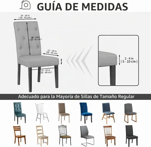 Vista 5 de Easy-Going - Juego de 2 fundas elásticas para sillas de comedor, fundas para sillas de comedor, fundas para sillas Parsons para comedor, ceremonia