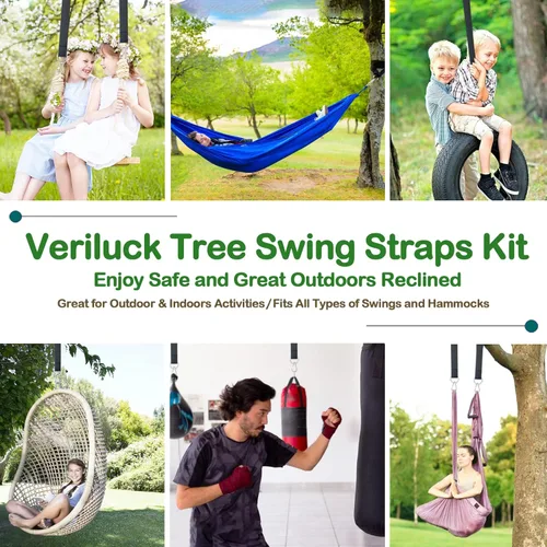 Vista 7 de Kit de correas colgantes para columpio de árbol - 3 pies/8 pies/15 pies/20 pies/30 pies, fuerte y duradero - Capacidad de hasta 5000 libras