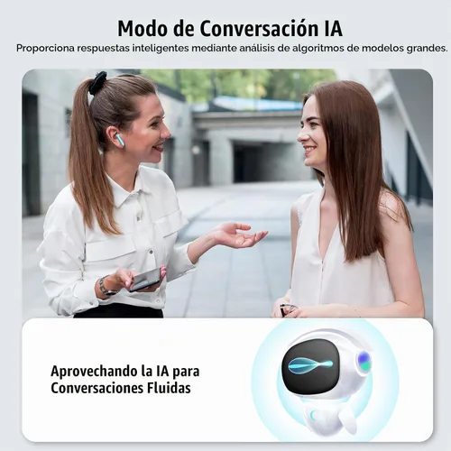 Vista 4 de Auriculares de traducción de idiomas AI, auriculares de traductor 3 en 1 en tiempo real con 7 modos de traducción, con llamada de audio y video Azul