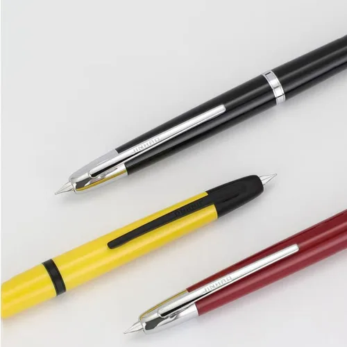 Vista 6 de Jinhao - Pluma estilográfica retráctil de 20 presiones, punta extrafina con juego de convertidor de tinta (clip negro blanco)