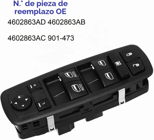 Vista 5 de Interruptor de ventana de control maestro de potencia del lado del conductor delantero compatible con Dodge Ram 1500 2500 3500 OE 2009-2012