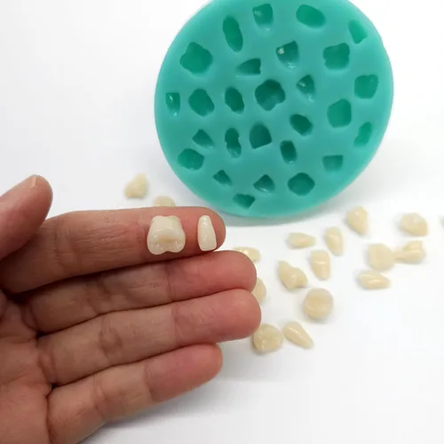 Vista 4 de Molde de silicona de dientes humanos de imitación con múltiples cavidades Jabón Vela Molde para cera Molde para resina NC041