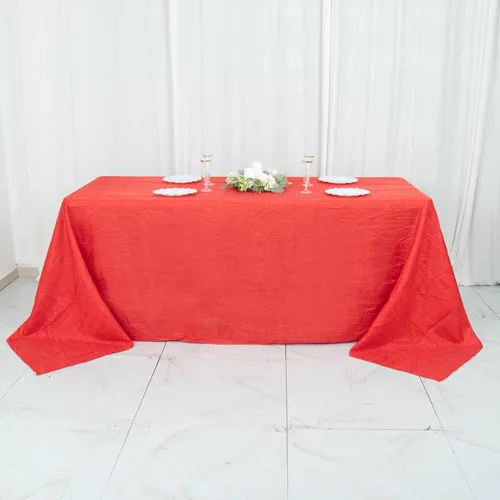 Vista 23 de Tableclothsfactory Mantel rectangular de tafetán arrugado de acordeón azul polvoriento, de 60 x 102 pulgadas, perfecto para ceremonias de boda