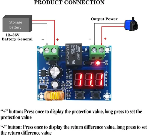 Vista 2 de Interruptor de desconexión de protector digital de bajo voltaje XH-M609, módulo de protección de voltaje CC 12V-36V Módulo de protección de circuito