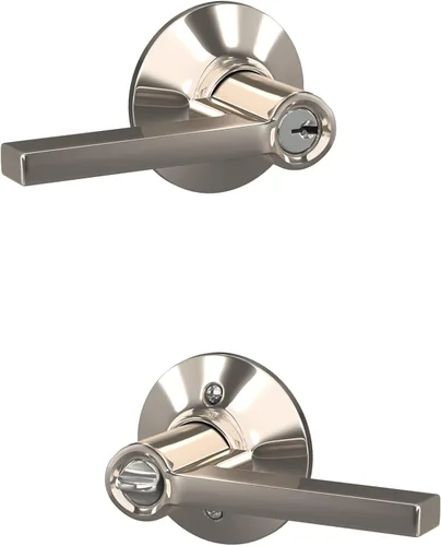 Vista 39 de Schlage F51A LAT 716 Latitude - Manija de puerta con bloqueo de entrada con llave, en acabado de bronce envejecido