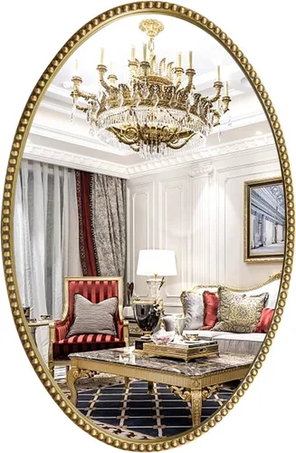 Vista 8 de Espejo de pared para baño, espejo rectangular de 24 x 36 pulgadas, marco de cuentas de esquina redondeada, espejo de tocador grande que se cuelga