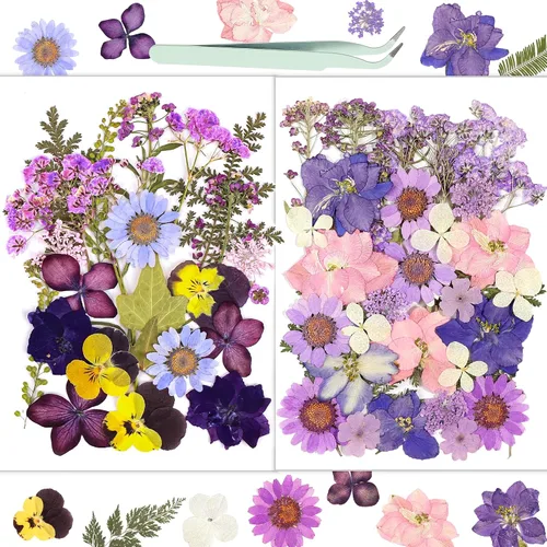 Vista 23 de Flores secas, 58 flores prensadas Resiners para manualidades Berry Red 58pcs