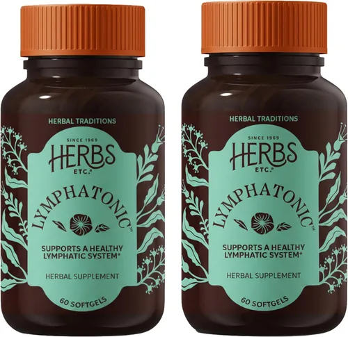 Vista 9 de Herbs Etc. Cápsulas blandas linfáticas, suplemento de hierbas para apoyo linfático y desintoxicación, raíz de bardana y raíz roja, apoyo