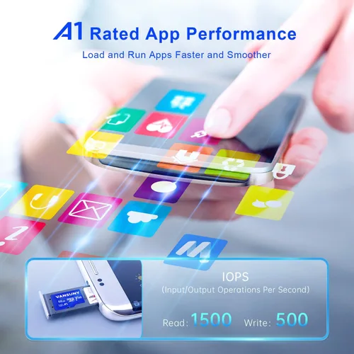 Vista 4 de Vansuny Tarjeta Micro SD de 64GB microSDXC con adaptador SD A1 App Performance V30 Grabación de video 4K C10 U3 Micro SD para teléfono, cámara